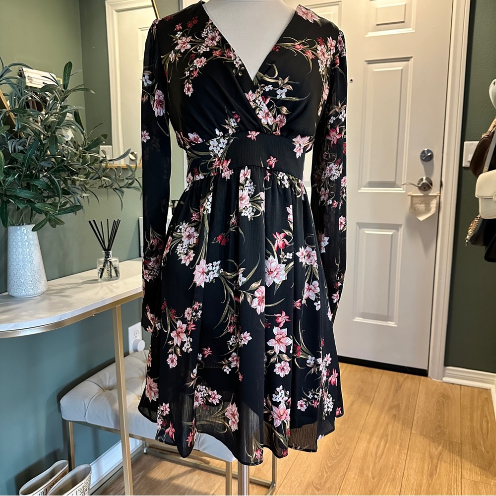 Floral Long Sleeve Minidress NWT